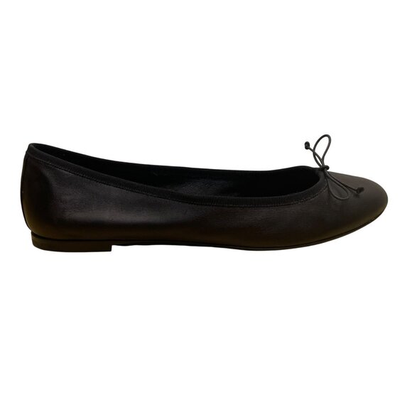 Saint Laurent Womens Black Leather With Bow Detail Ballet Flats Size 10 - Picture 1 of 9